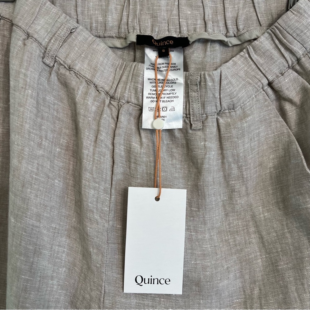 Quince 100% European Linen Pants Flax Beige Small NWT Beach Vacation Travel - Picture 3 of 5